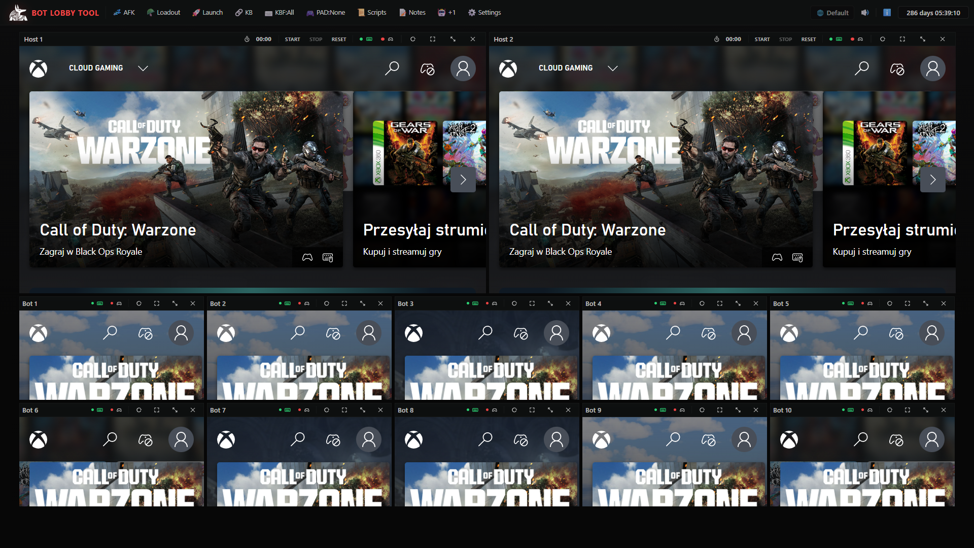 Bot Lobby Tool dashboard for BO7 bot lobby management